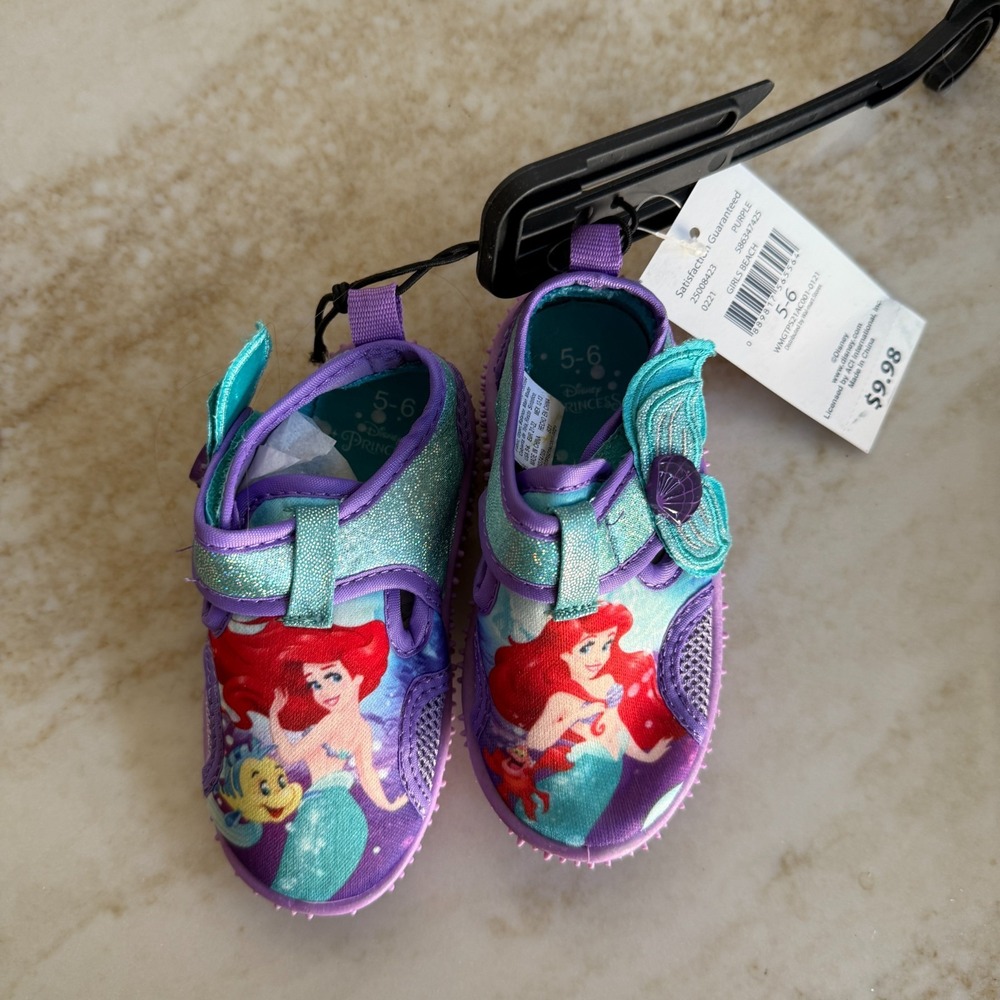 Disney the Little Mermaid Summer Fun Beach Water Shoes Toddler Girls 5-6 Purple